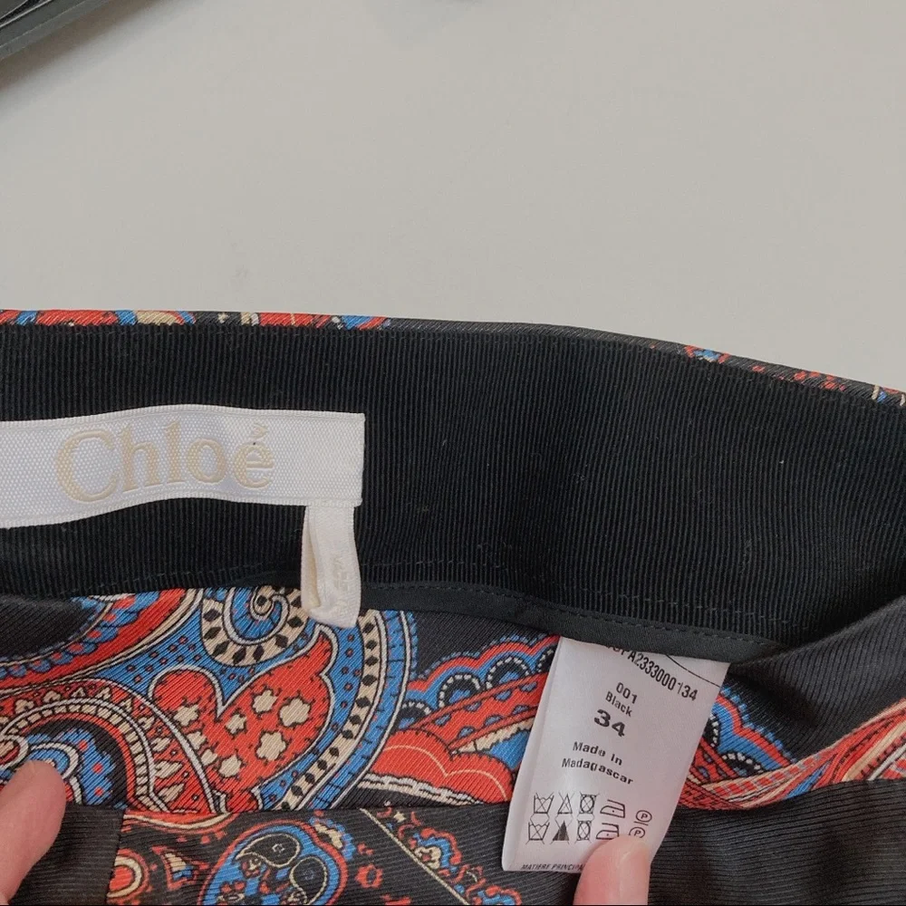 Chloé Black Persian Print Viscose Twill Women's Pants
